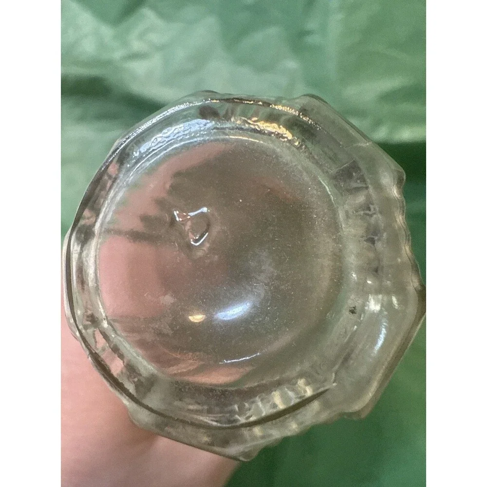 Vintage Ribbed Glass Cylindrical Vanity Jar with Metal Lid Toothbrush Hair Pins